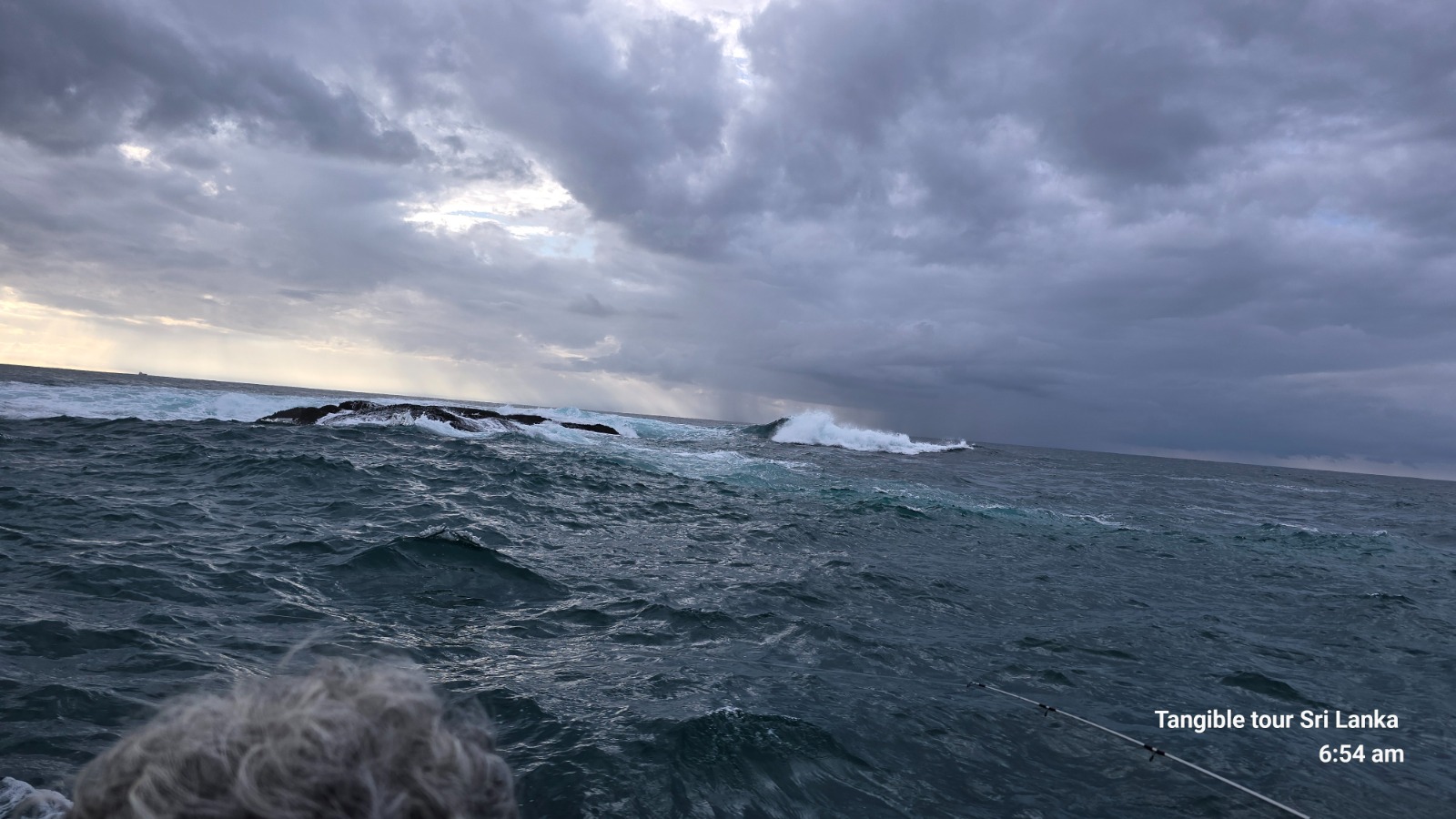 Waves breaking over an offshore reef near Tangalle